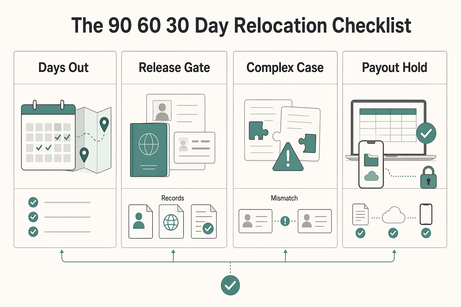 Diagram showing The 90 60 30 day relocation checklist for The Best Digital Nomad Cities in Southeast Asia.