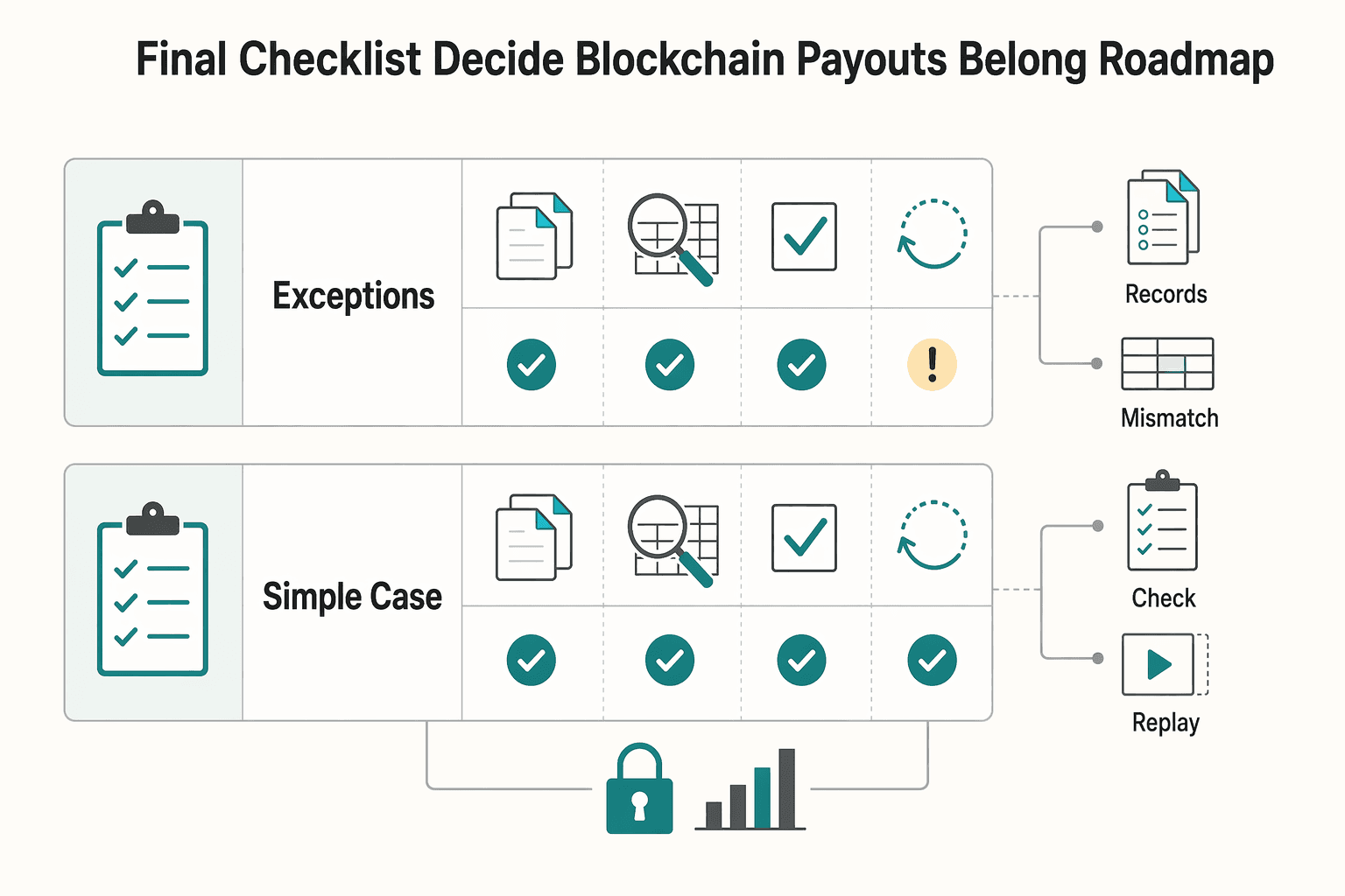 Diagram showing Final checklist to decide where blockchain payouts belong in your roadmap for How Blockchain and Smart Contracts Will Change Marketplace Payouts by 2030.