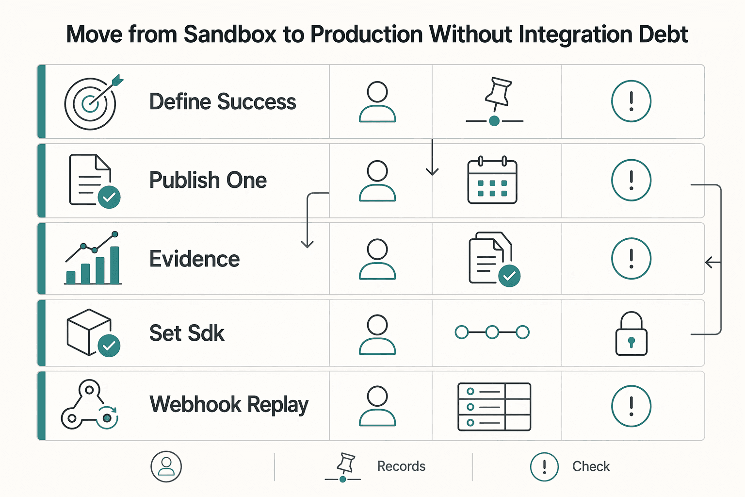 Diagram showing Move from sandbox to production without integration debt for How to Build a Developer Portal for Your Payment Platform: Docs Sandbox and SDKs.