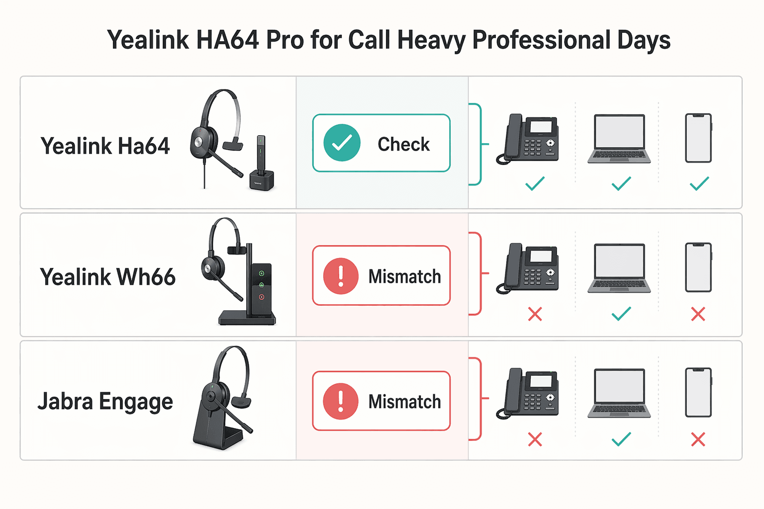 Diagram showing Yealink HA64 Pro for Call Heavy Professional Days for The Best Noise-Cancelling Headphones for Remote Work.