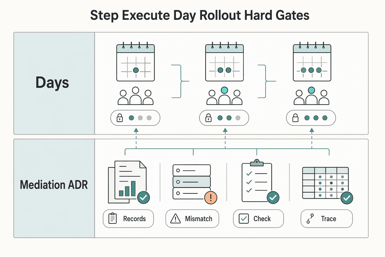 Diagram showing Step 6 execute a 90 day rollout with hard gates for How to Build a Payment Compliance Training Program for Your Platform Operations Team.