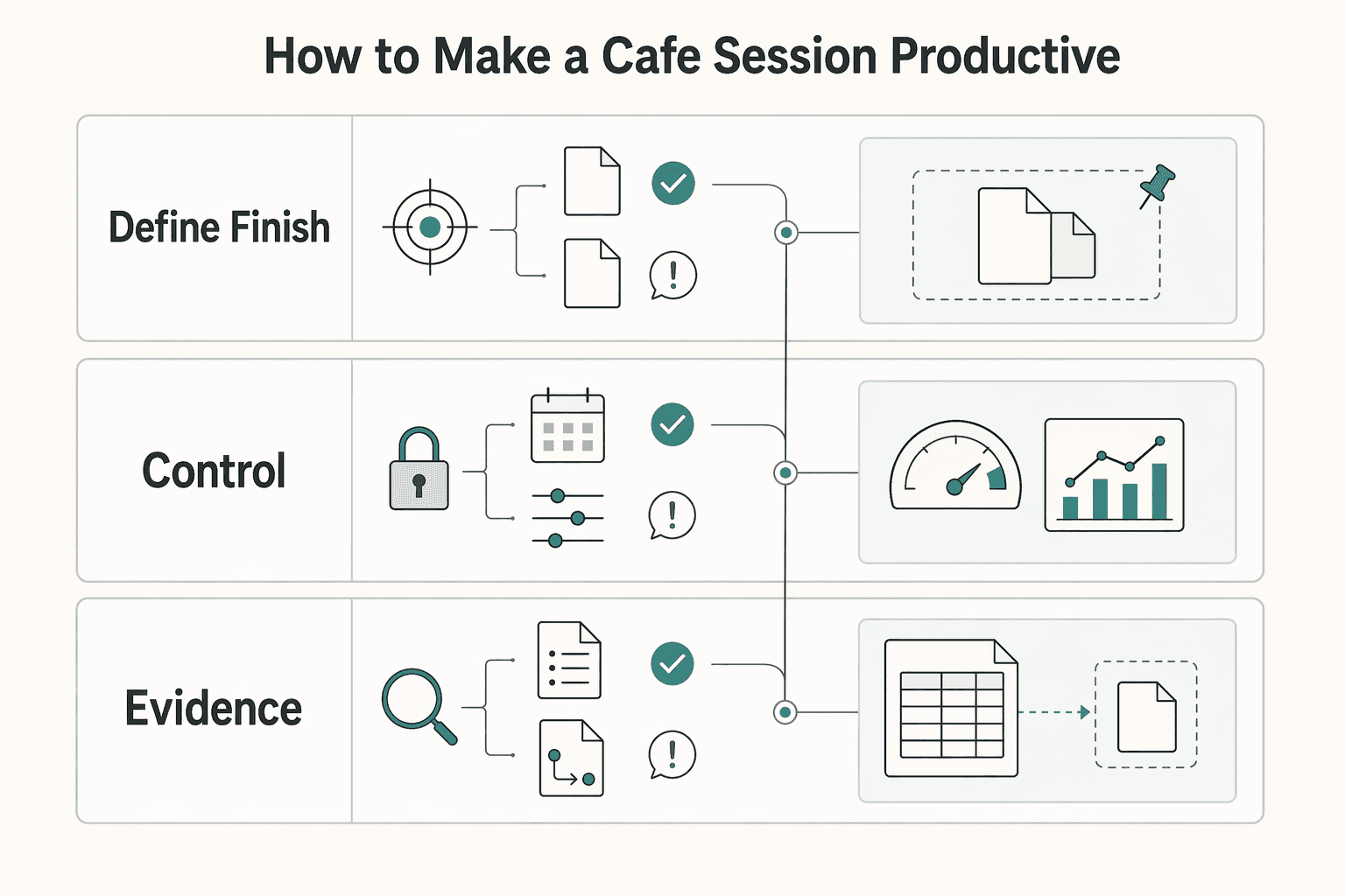 Diagram showing How to Make a Cafe Session Productive for How to Stay Productive While Working from a Cafe.
