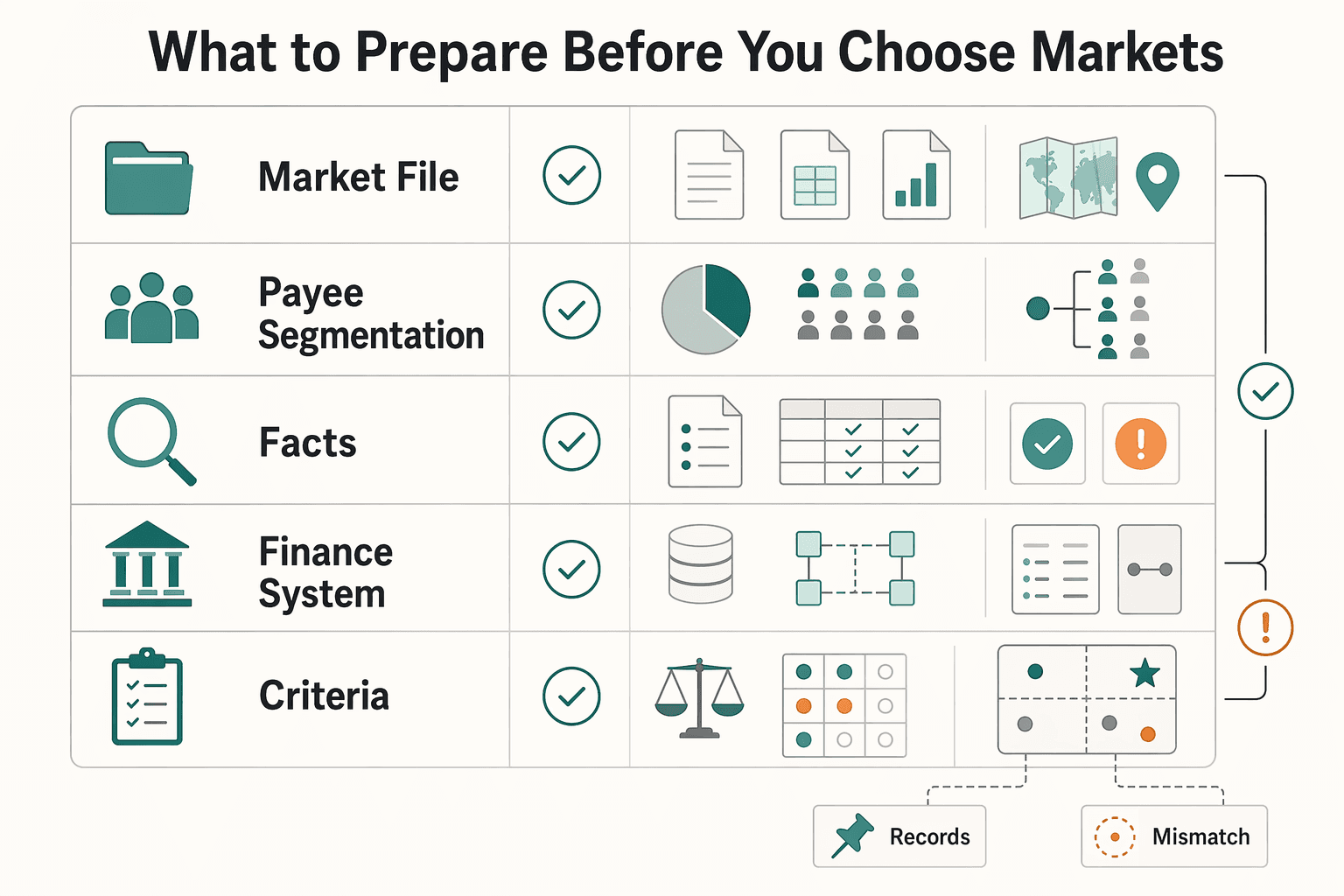 Diagram showing What to prepare before you choose markets for Accounting and Bookkeeping Platform Payments: How to Pay CPAs and Bookkeepers at Scale.