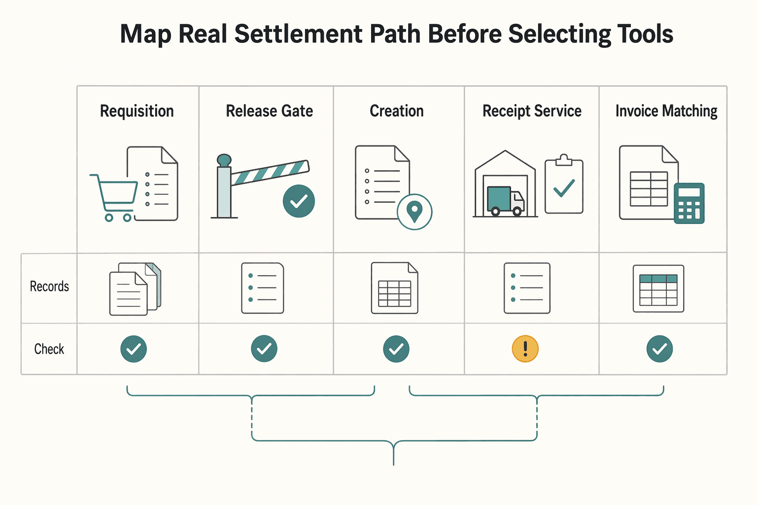 Diagram showing Map the real PO to settlement path before selecting tools for How Supply Chain Platforms Pay Logistics Providers from PO to Settlement.