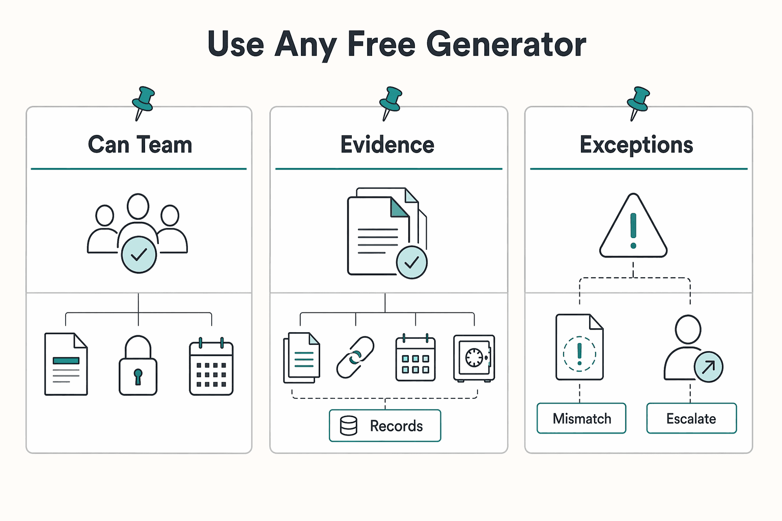 Diagram showing Use Any Free Generator, but Operate It Like a Controlled Financial Process for Free NDA Generator for Platform-Contractor Relationships.