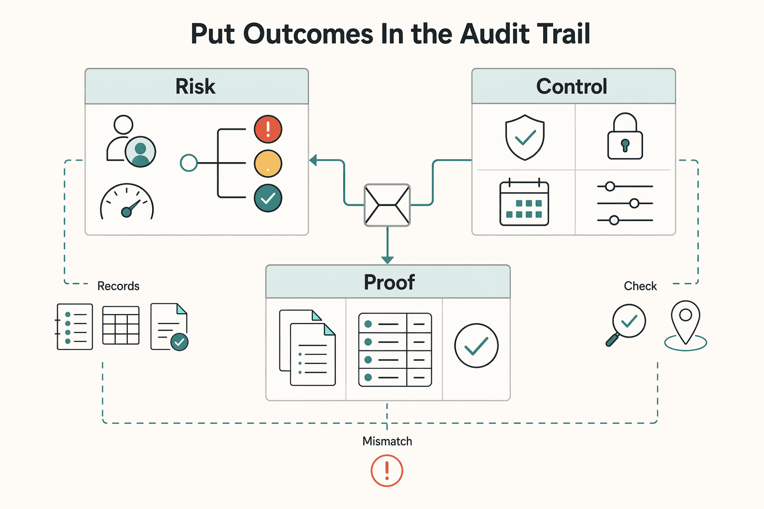 Diagram showing Put outcomes in the audit trail, not just analyst notes for Netherlands Payment Platform Compliance: DNB Licensing and PSD2 Implementation.