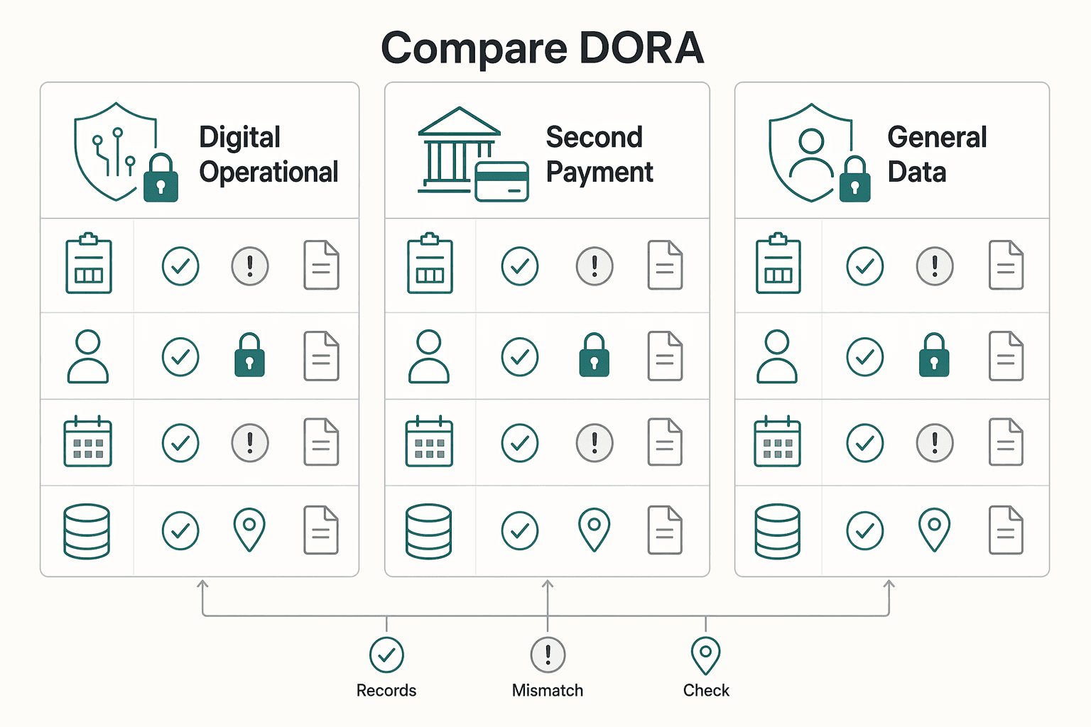 Diagram showing Compare DORA, PSD2, and GDPR so teams stop duplicating controls for DORA Compliance for Platform Payment Systems: Operational Resilience Requirements.