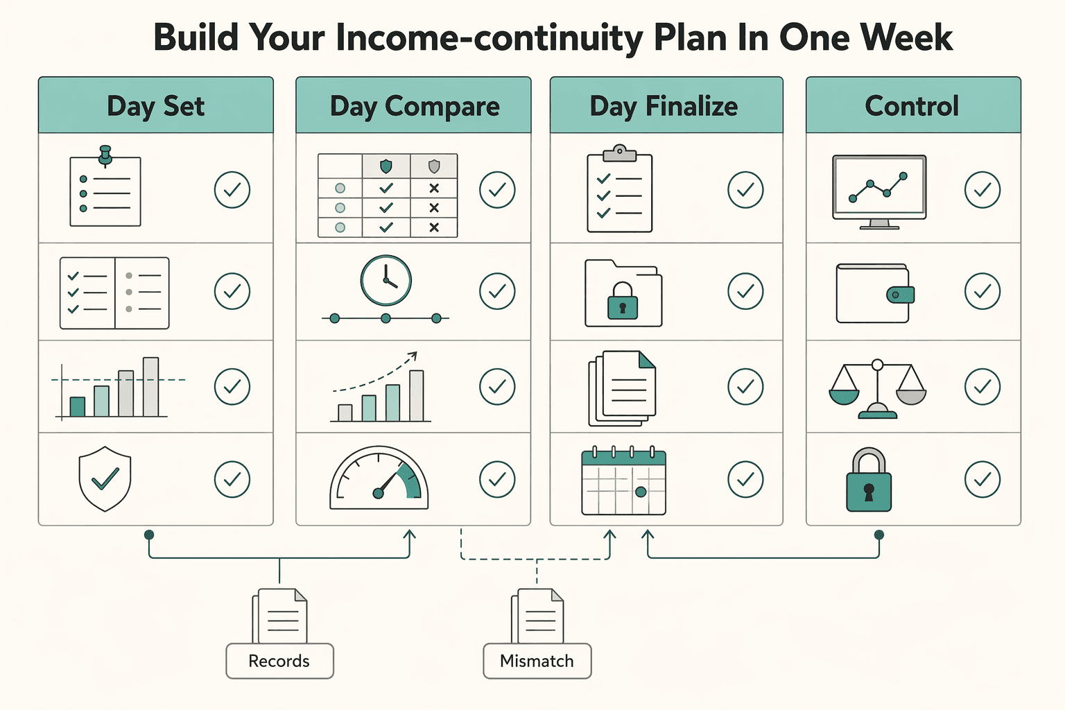 Diagram showing Build Your Income-Continuity Plan in One Week for Disability Insurance for Freelancers Who Need Reliable Cashflow.