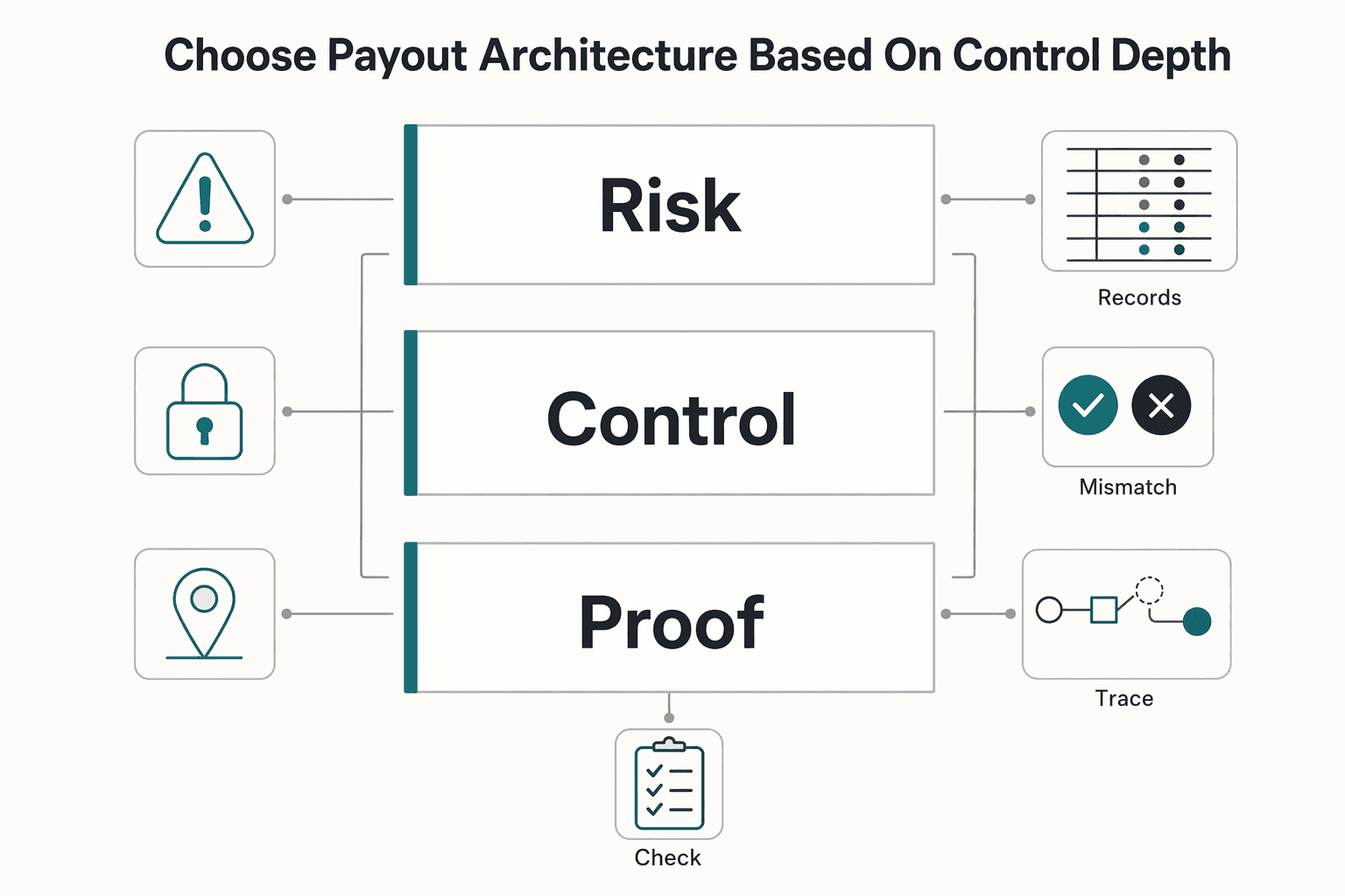 Diagram showing Choose payout architecture based on control depth, not speed claims for Hiring Contractors in Nigeria With an Audit-Ready Payout Framework.