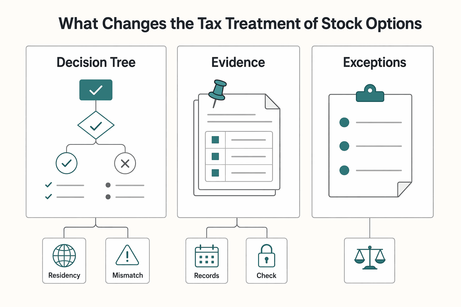 Diagram showing What Changes the Tax Treatment of Stock Options for Tax Implications of Receiving Stock Options as a Freelancer.