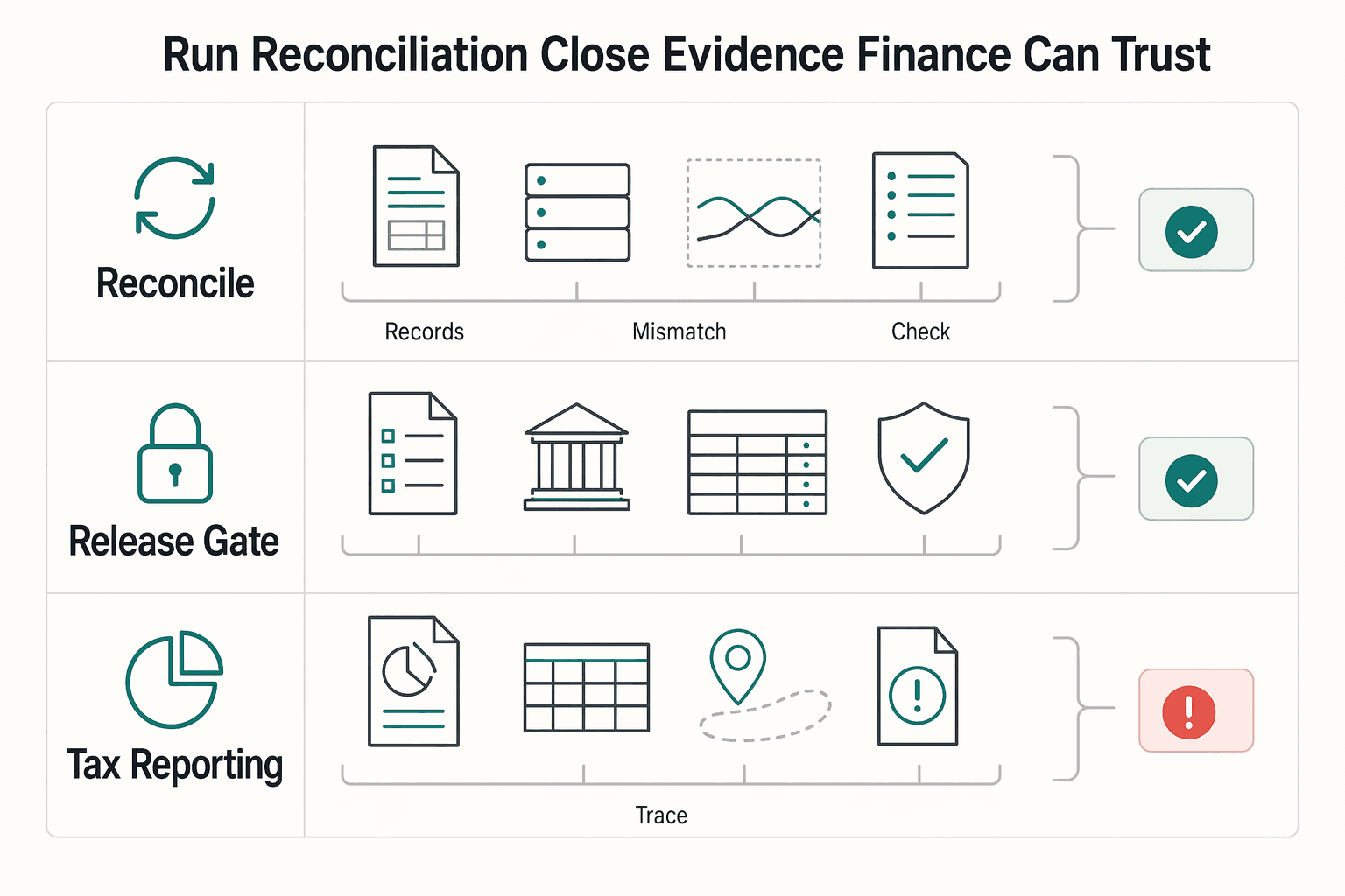 Diagram showing Run reconciliation and close with evidence finance can trust for How an EdTech Marketplace Expanded Instructor Payouts with Gruv.