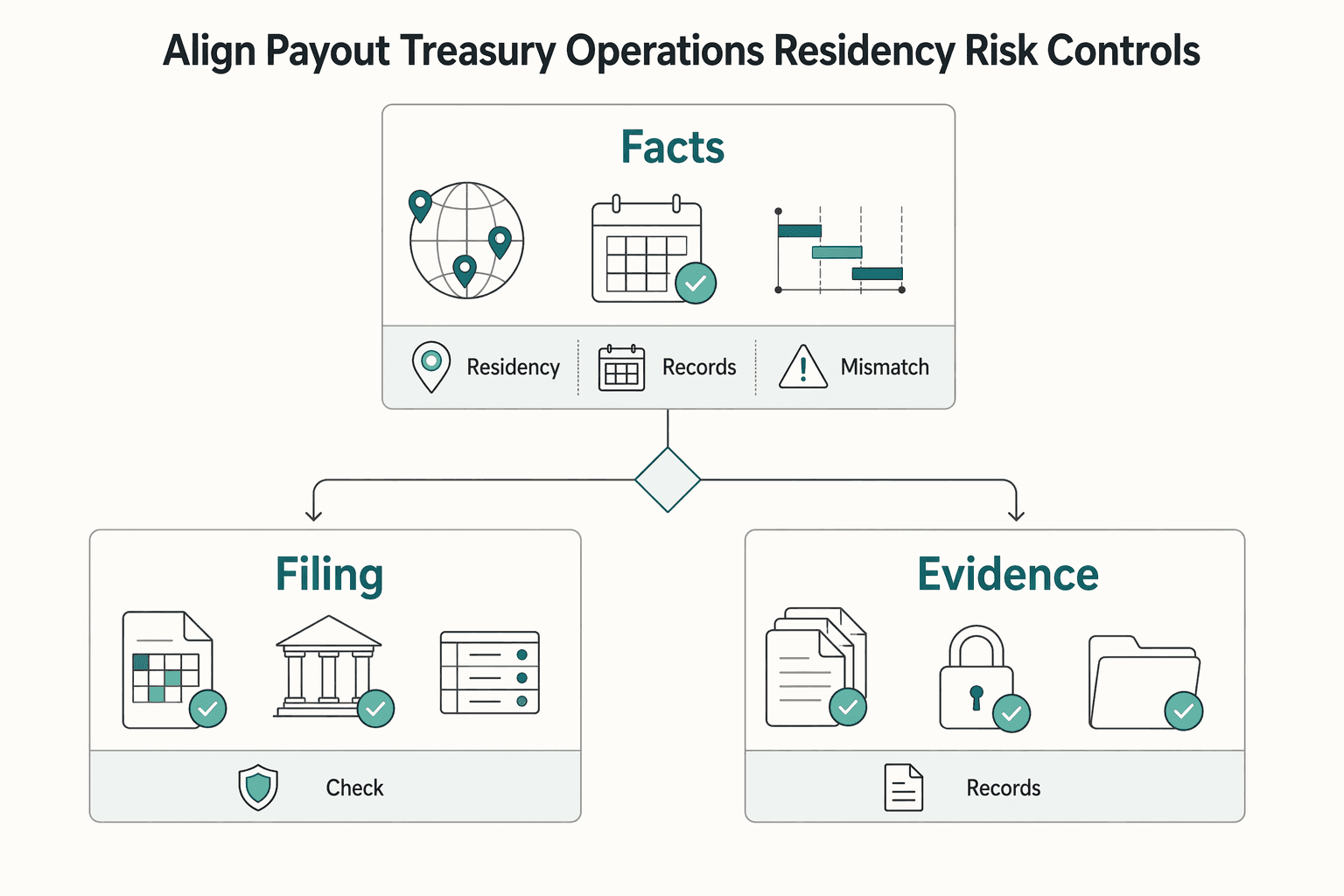 Diagram showing Align payout and treasury operations with residency risk controls for Digital Nomad Tax Residency Across Multiple Countries.