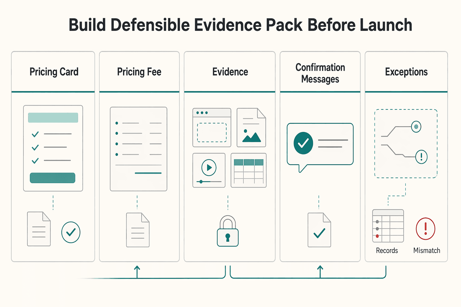 Diagram showing How to build a defensible evidence pack before launch for DMCCA Compliance for Subscription Platforms: Checkout and Cancel Risk.