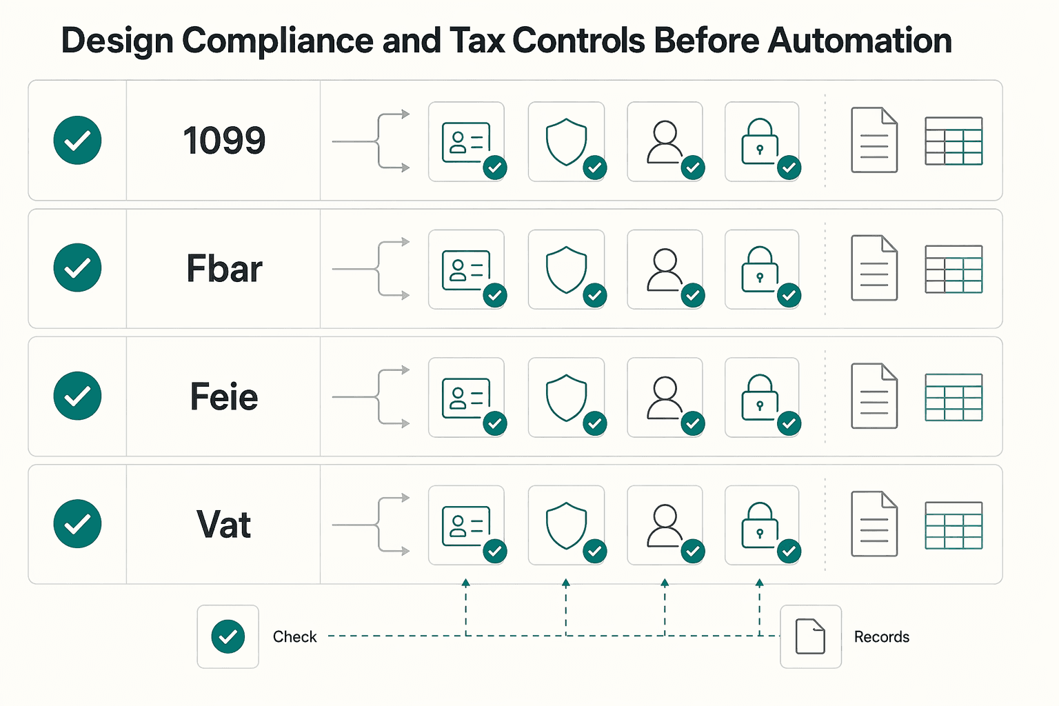 Diagram showing Design compliance and tax controls before automation for Creator Economy Payout Infrastructure for YouTube TikTok and Newsletter Platforms.