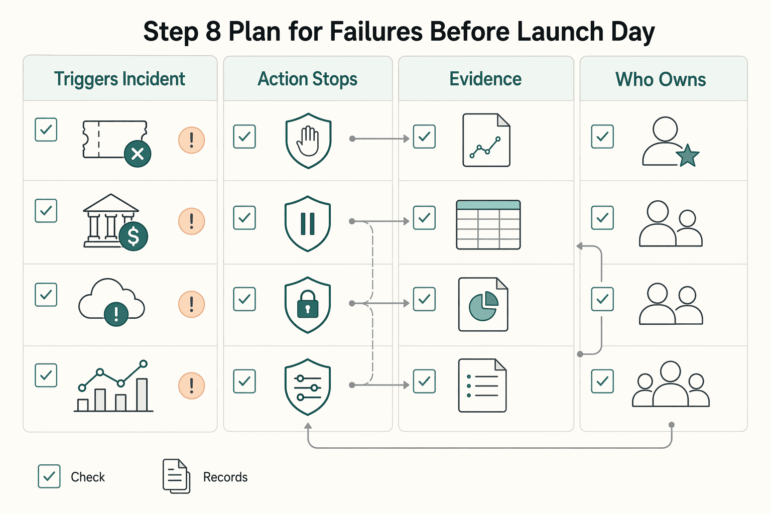 Diagram showing Step 8 Plan for failures before launch day for How Event Platforms Decide Refund and Payout Control Before Expansion.