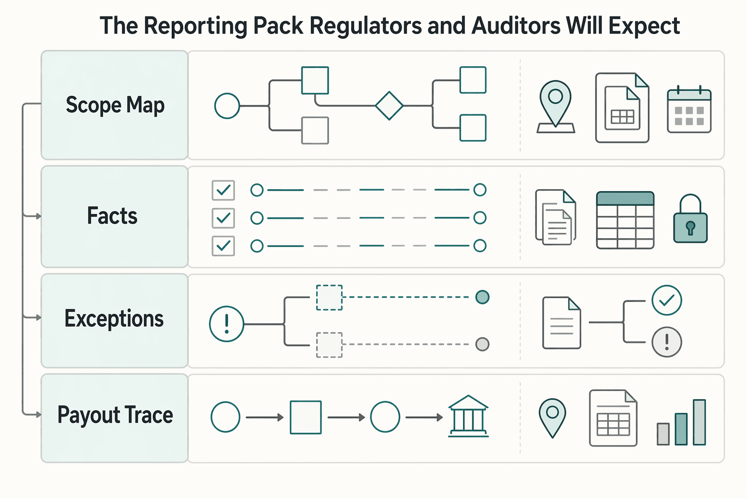 Diagram showing The reporting pack regulators and auditors will expect for How Platform Operators Should Prioritize PSD3 and PSR Controls.