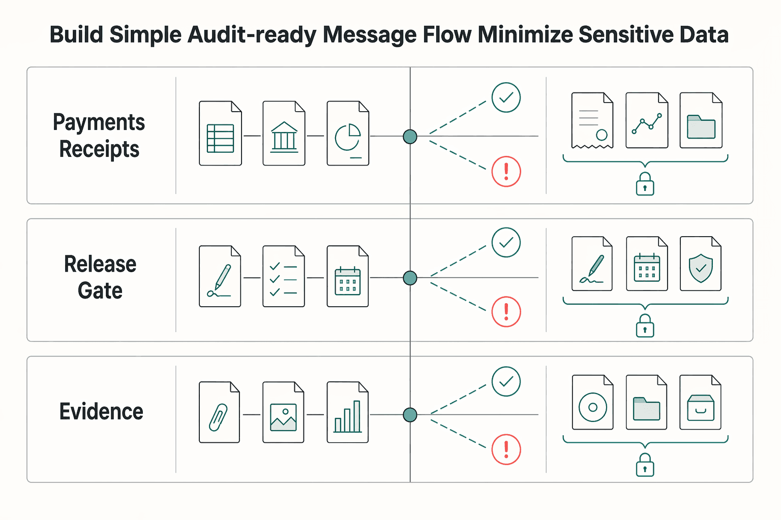 Diagram showing Step 2: Build a simple "audit-ready" message flow (and minimize sensitive data) for How to Create a Business Email Address for Your Freelance Business.