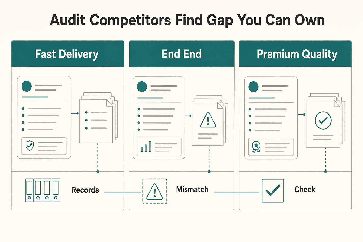 Diagram showing Audit Competitors and Find a Gap You Can Own for How to Create a Unique Selling Proposition (USP) for Your Freelance Business.