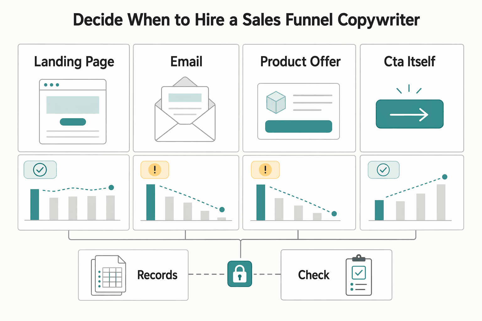 Diagram showing Decide When to Hire a Sales Funnel Copywriter for Build a Freelance Sales Funnel You Can Run in One Hour a Week.