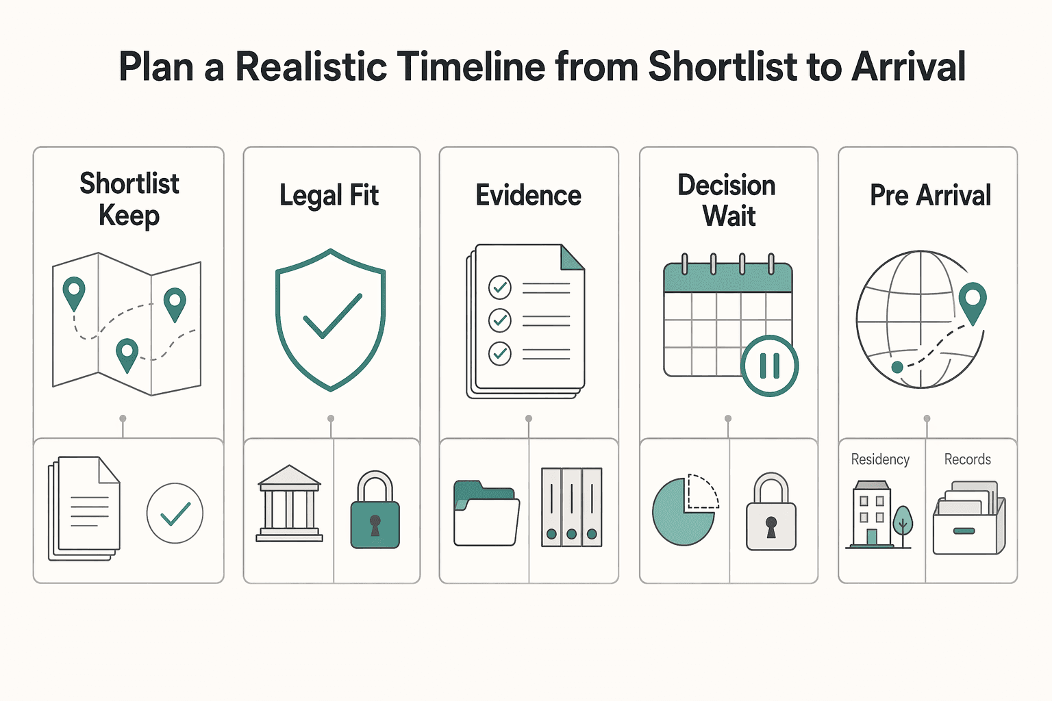 Diagram showing Plan a Realistic Timeline from Shortlist to Arrival for The 2026 Global Digital Nomad Visa Index for 50+ Countries.
