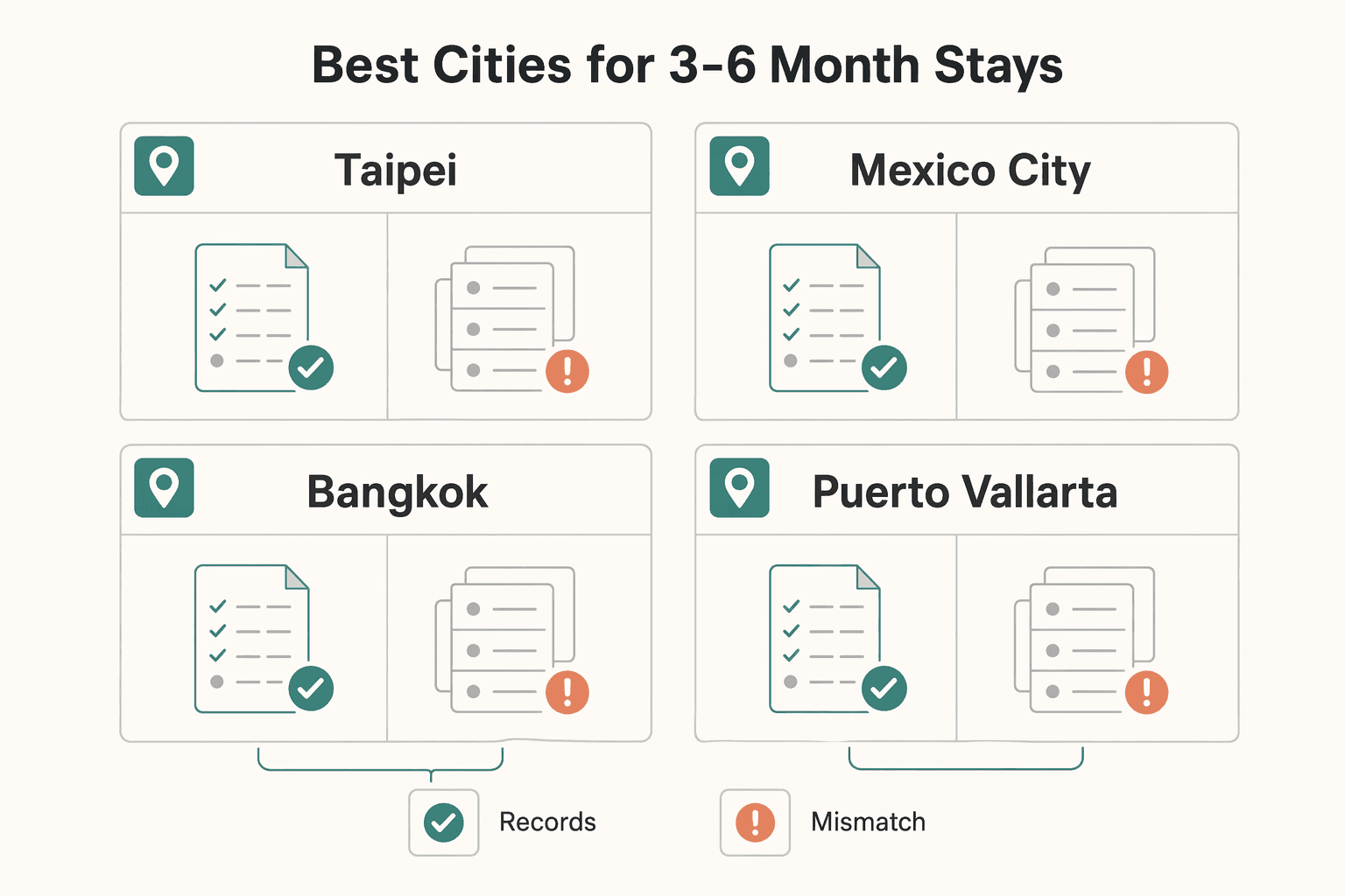 Diagram showing Best Cities for 3-6 Month Stays for The Best Digital Nomad Cities for LGBTQ+ Travelers.
