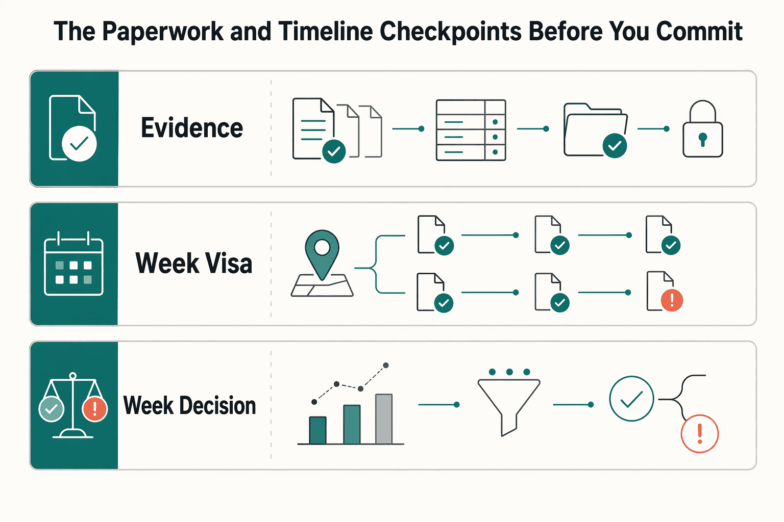 Diagram showing The Paperwork and Timeline Checkpoints Before You Commit for The Best Cities for a Workation in Europe.