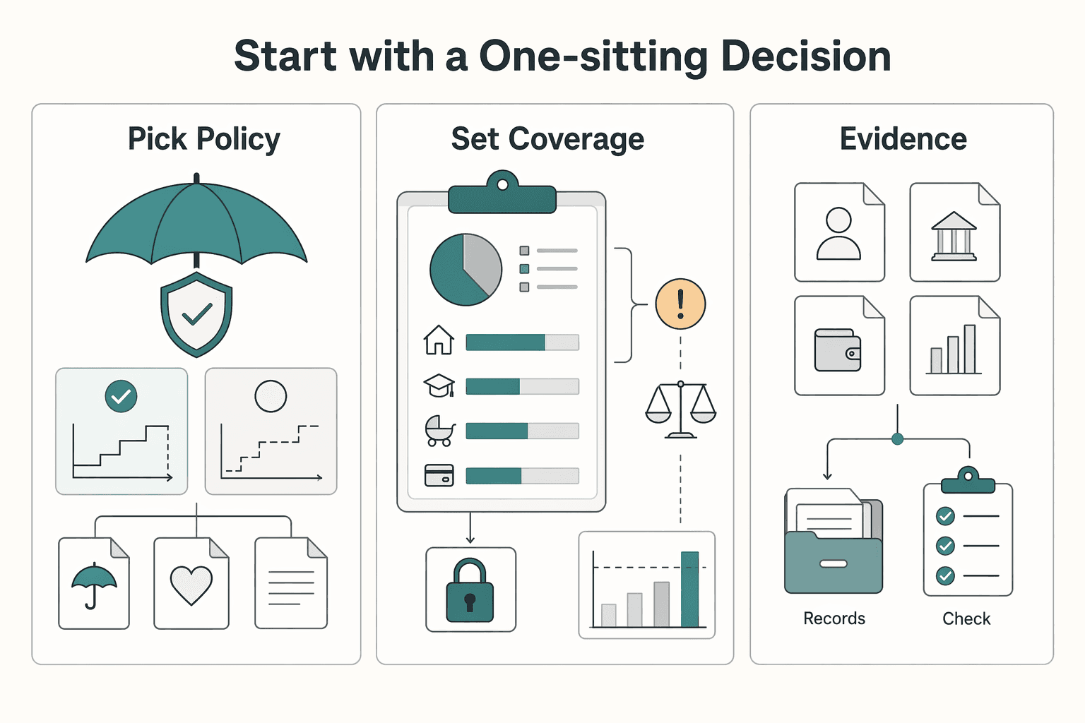 Diagram showing Start with a one-sitting decision, not a vague goal for Life Insurance for Freelancers With Variable Income.