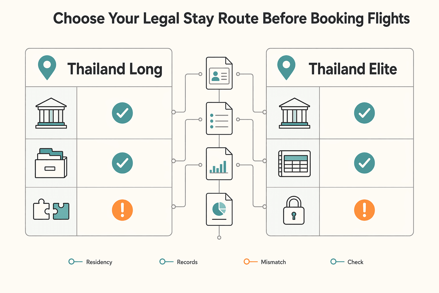 Diagram showing Choose Your Legal Stay Route Before Booking Flights for Chiang Mai Digital Nomad Move Plan for 2026.