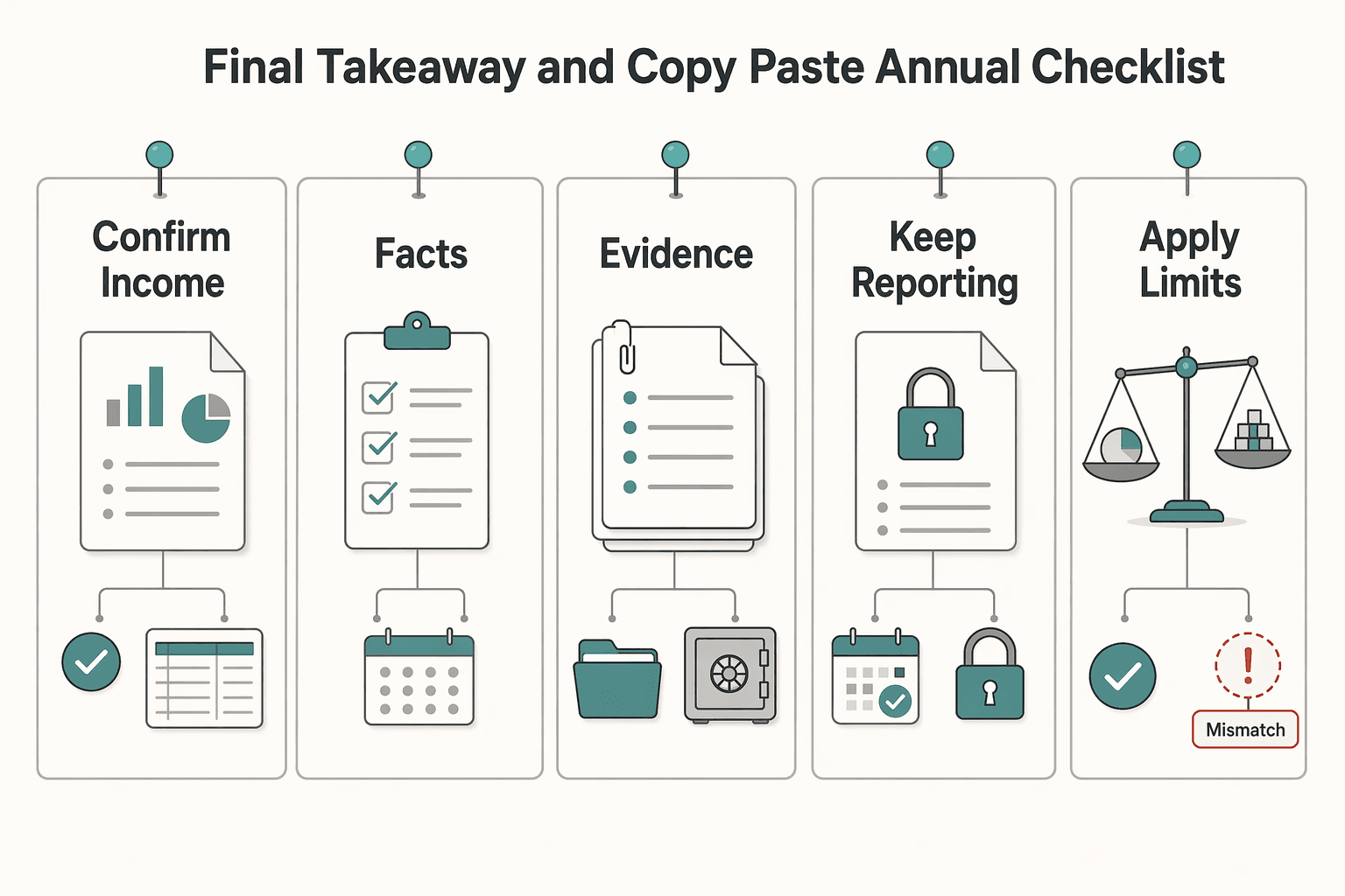 Diagram showing Final Takeaway and Copy Paste Annual Checklist for How to Handle Tax on US Partnership Income as an Expat.