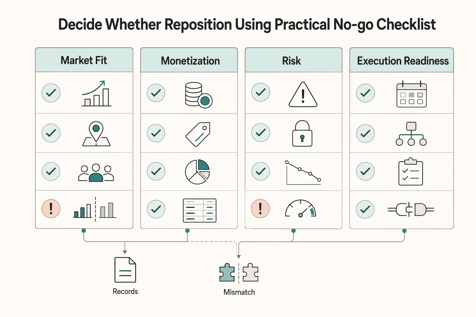 Diagram showing Decide whether to reposition now using a practical go no-go checklist for High-Earning Indian Freelancers by Demographics and Skills.
