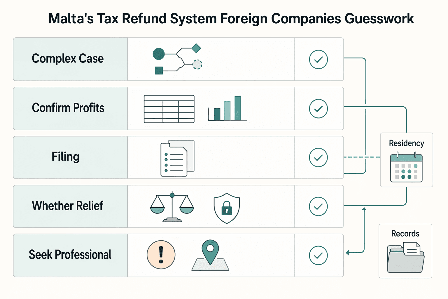 Diagram showing Malta's Tax Refund System for Foreign Companies Without Guesswork for Malta's Tax Refund System for Foreign Companies Without Guesswork.