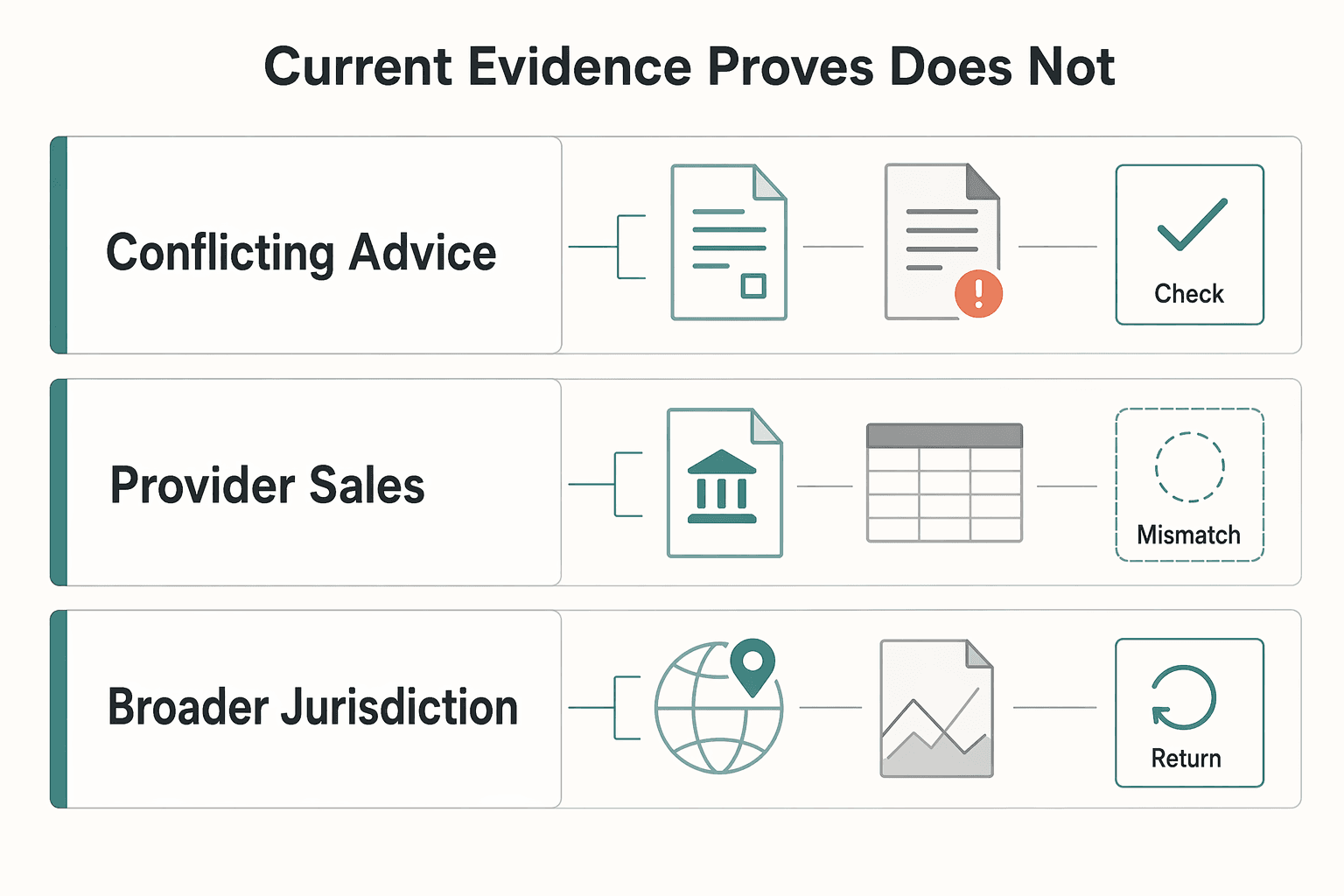 Diagram showing What the current evidence proves and what it does not for Anguilla vs Seychelles Offshore for Independent Professionals.