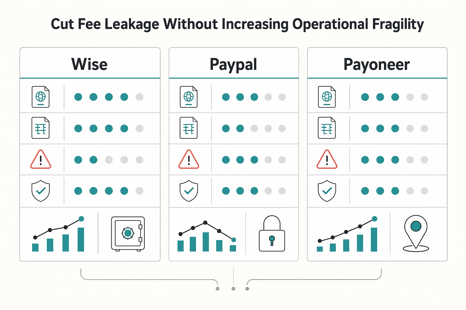 Diagram showing Cut fee leakage without increasing operational fragility for Build a Freelancer Payment Portfolio That Protects Cashflow.