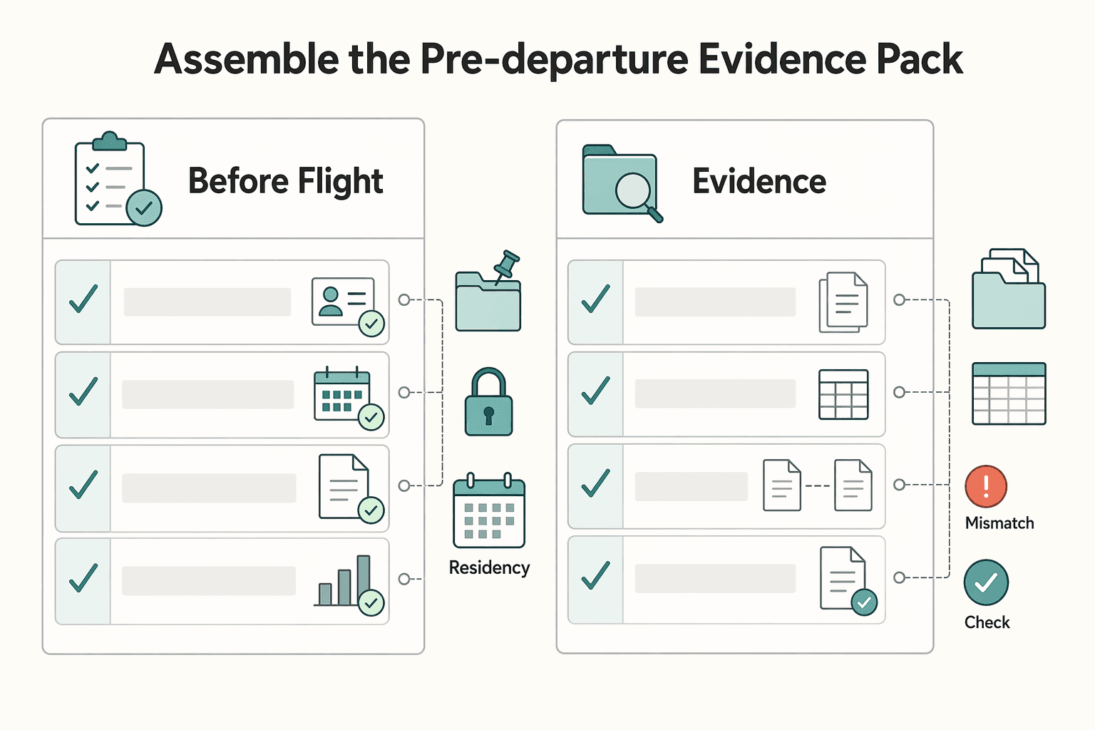Diagram showing Assemble the pre-departure evidence pack for Canggu Digital Nomad Guide 2026 for a Smooth First Month.