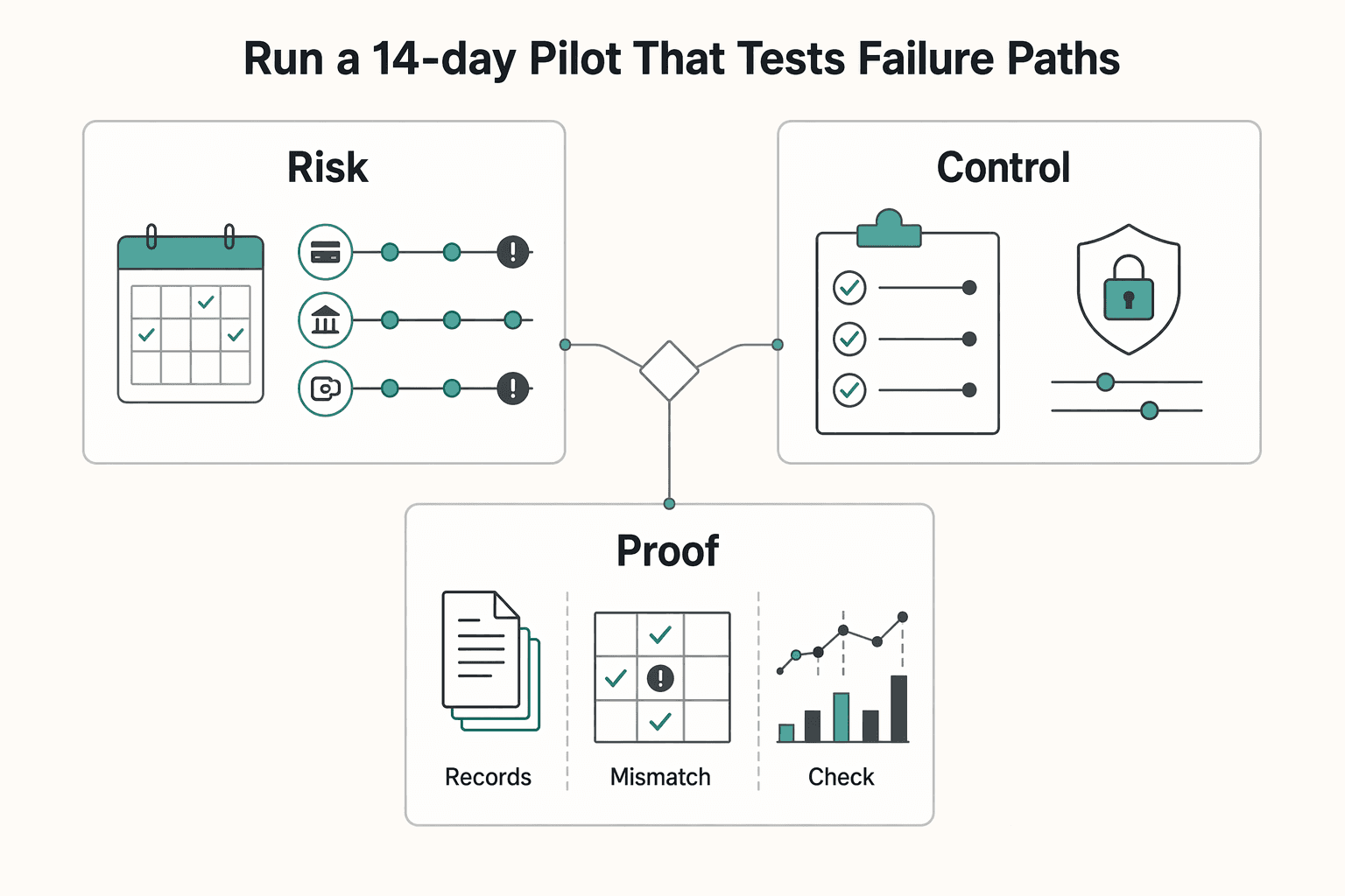 Diagram showing Run a 14-day pilot that tests failure paths, not just happy paths for Razorpay MoneySaver Review for Indian Freelancers and Small Teams.
