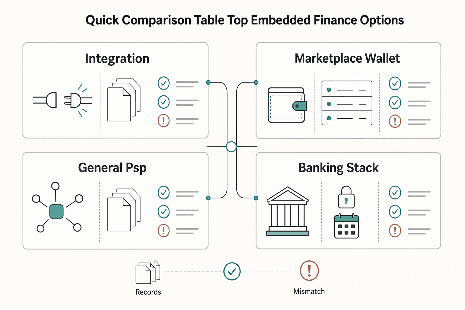 Diagram showing Quick comparison table of the top embedded finance options for Choosing Embedded Finance for Freelance Platforms With an Operations-First Scorecard.