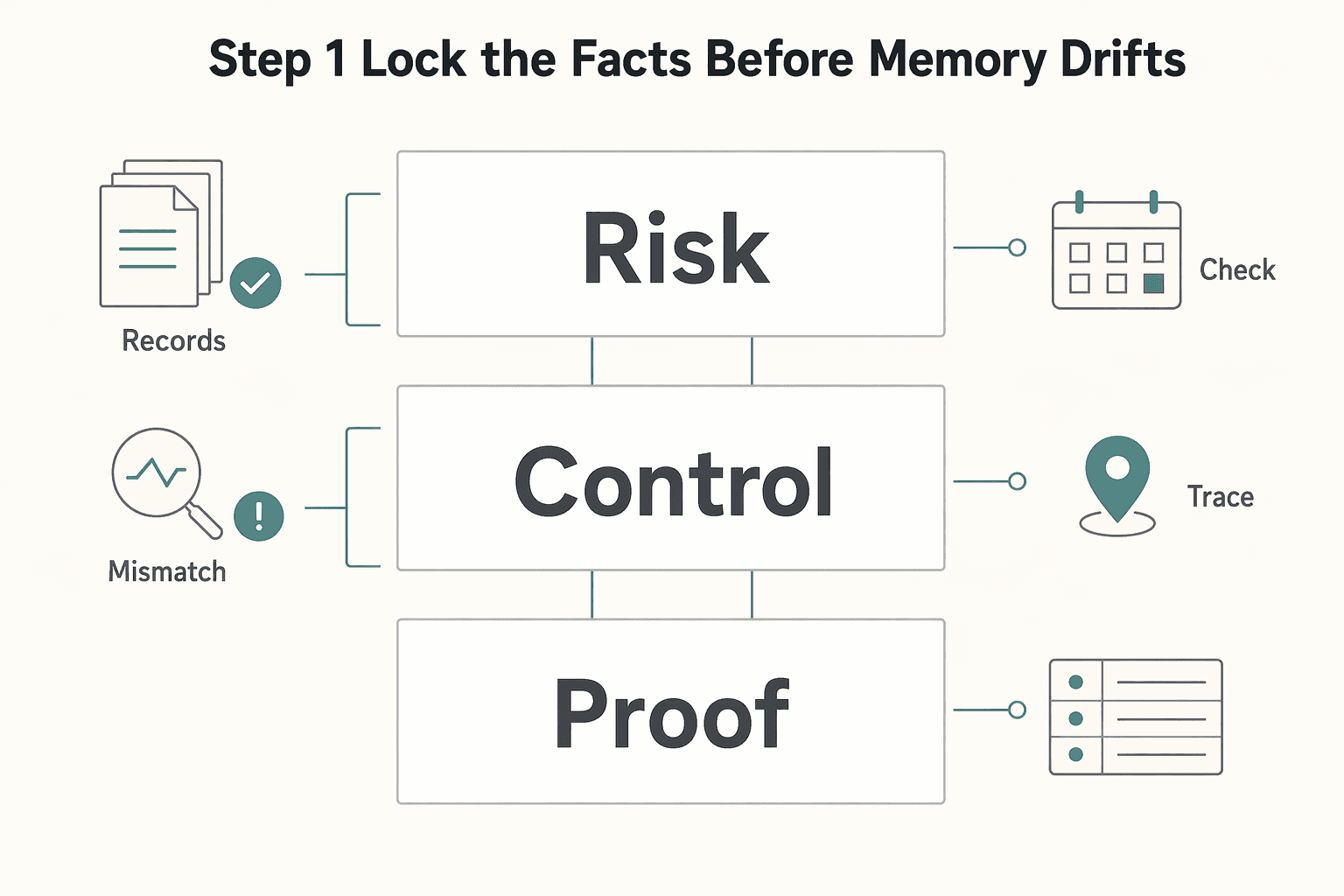 Diagram showing Step 1 lock the facts before memory drifts for How to Conduct a Client Post-Mortem and Gather Feedback.