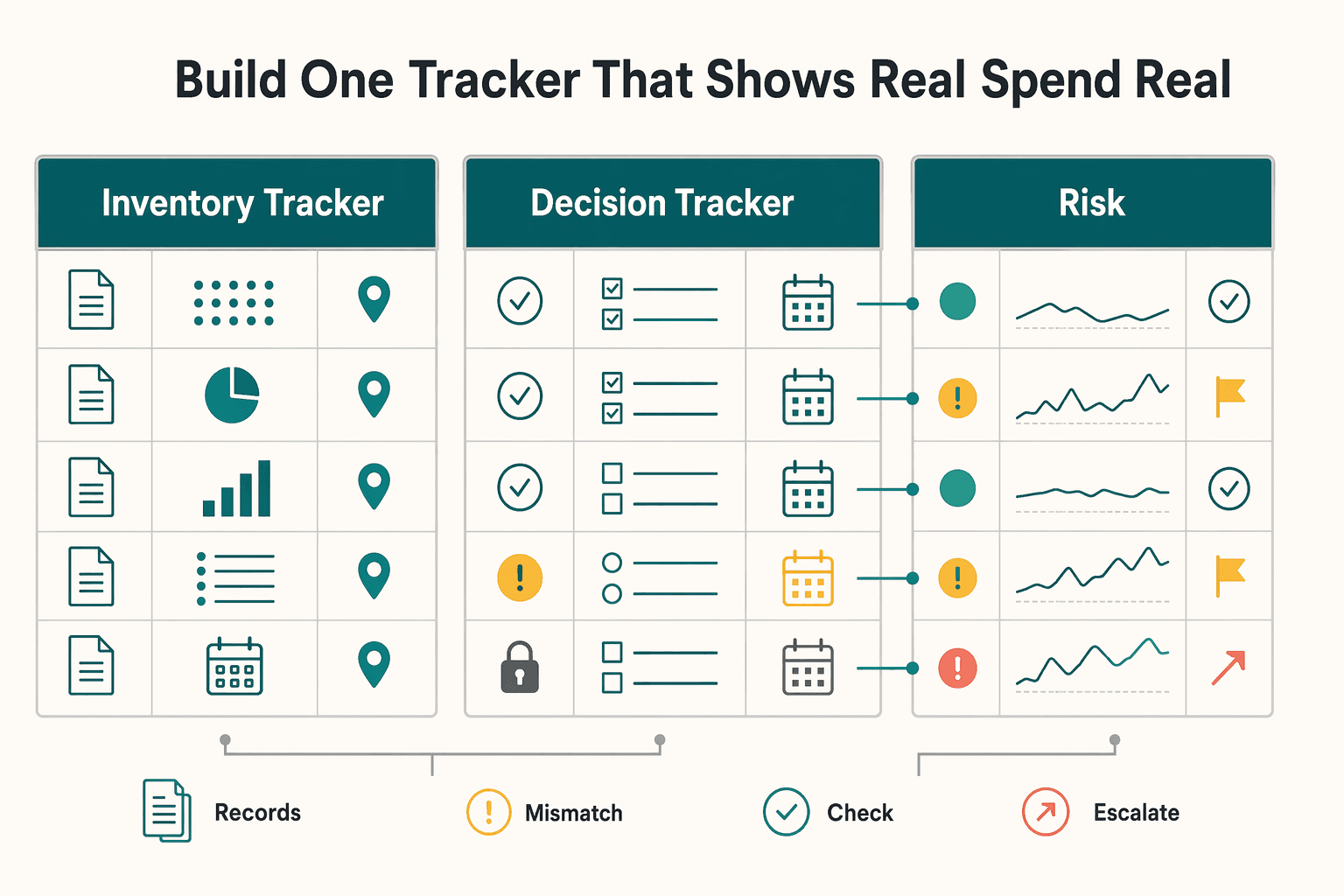 Diagram showing Build One Tracker That Shows Real Spend and Real Risk for Manage SaaS Subscriptions Without Cashflow Surprises.