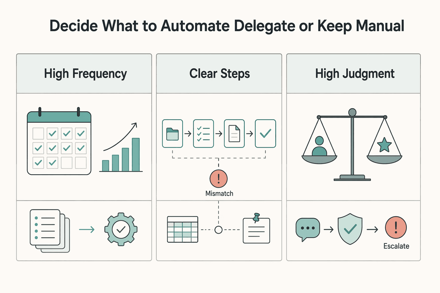 Diagram showing Decide what to automate, delegate, or keep manual for The 'Second Job': Quantifying the Administrative Burden on Freelancers.