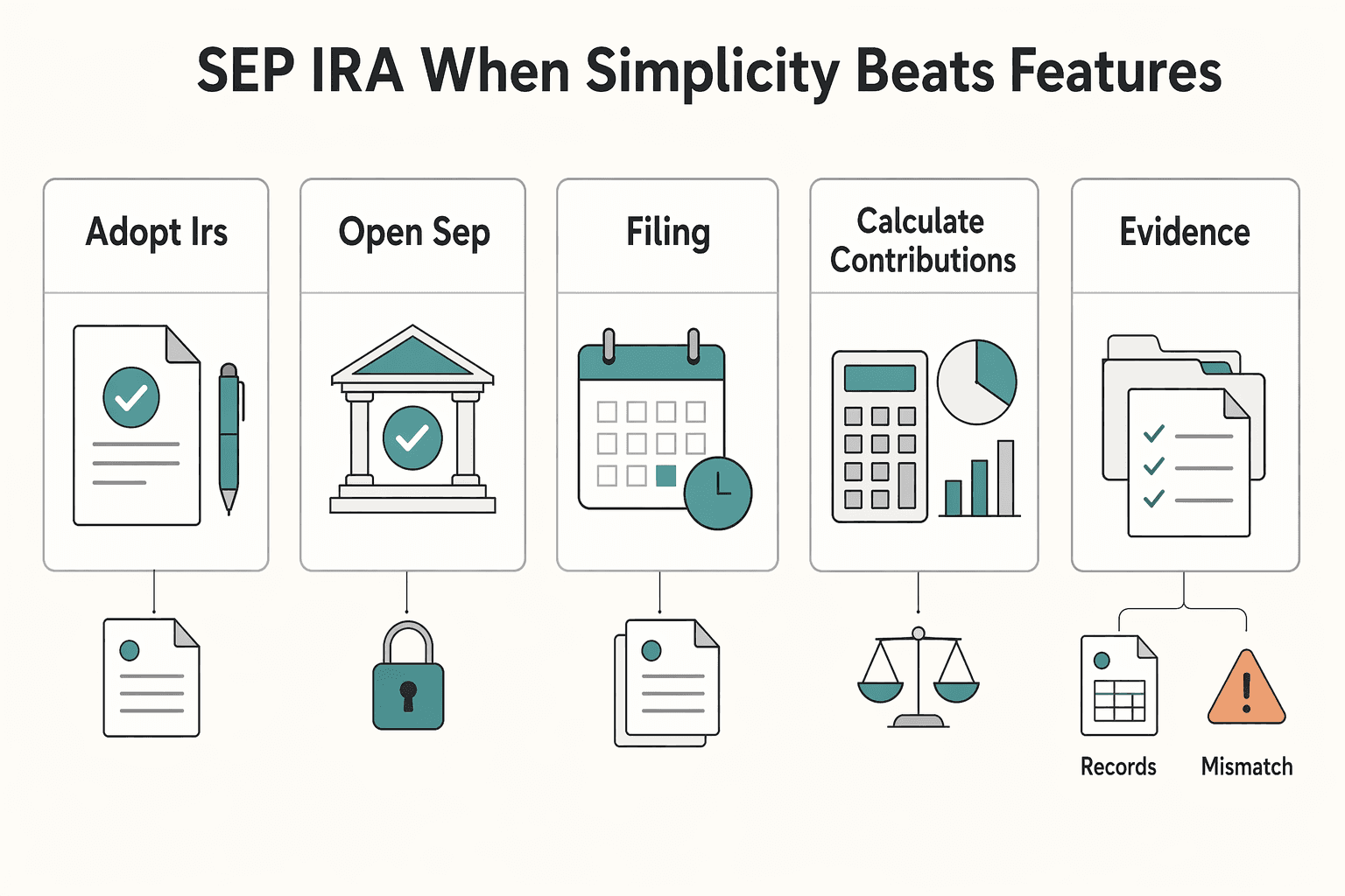 Diagram showing SEP IRA when simplicity beats features for The Best Retirement Plans for Self-Employed Individuals.