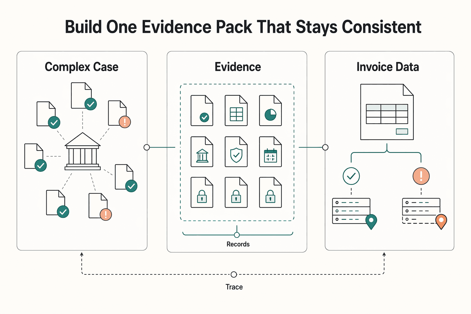 Diagram showing Build one evidence pack that stays consistent for Opening a Business Bank Account in Australia as a Non-Resident.