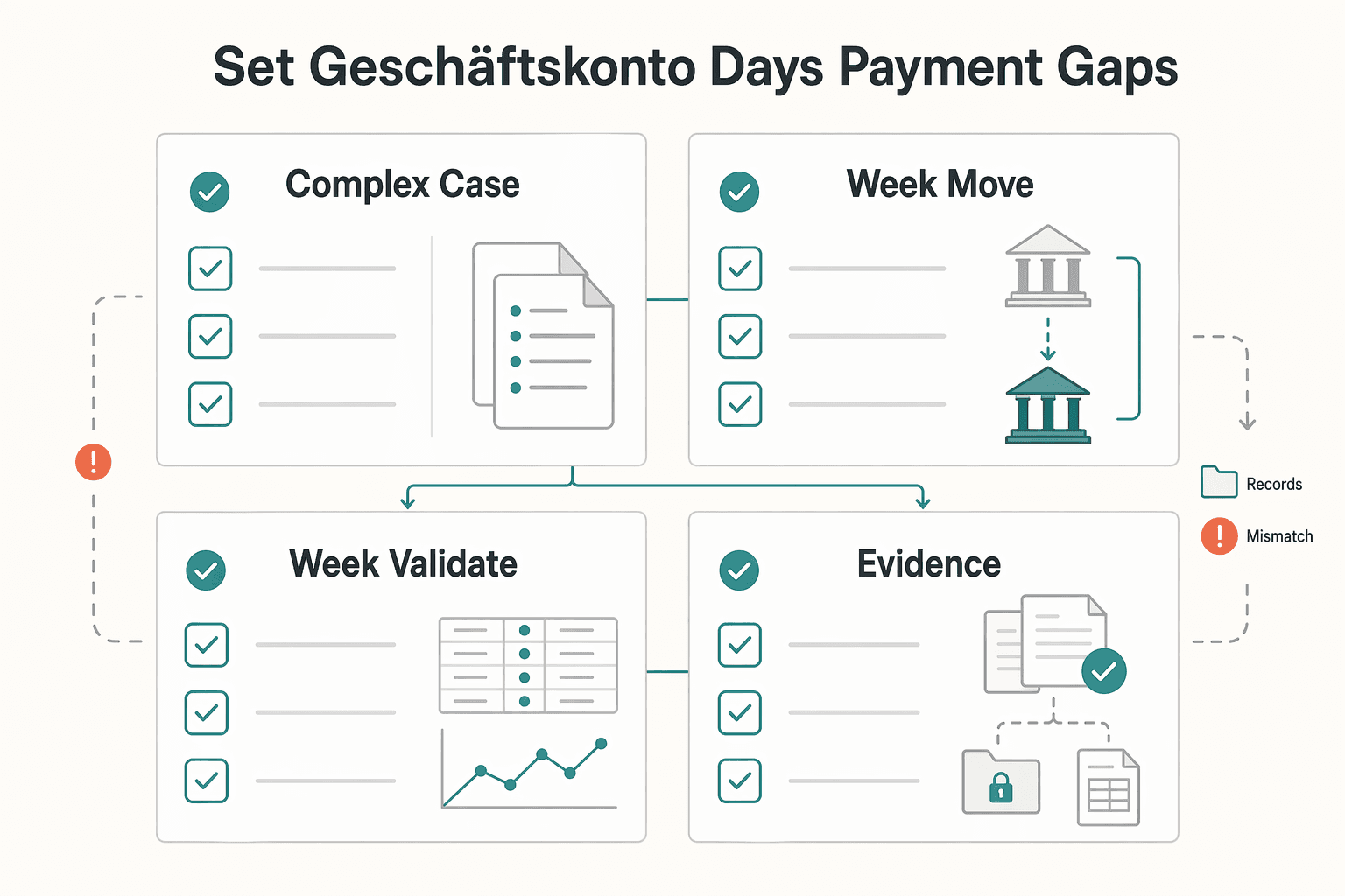 Diagram showing Set Up Your Geschäftskonto in 30 Days Without Payment Gaps for The Best Bank Accounts for Freelancers in Germany.