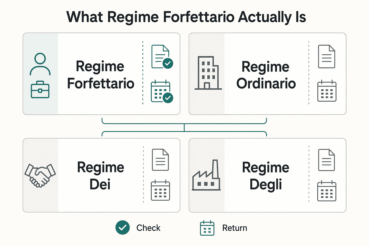 Diagram showing What Regime Forfettario Actually Is for Italy Regime Forfettario for Freelancers: Eligibility, Red Flags, and Monthly Checks.