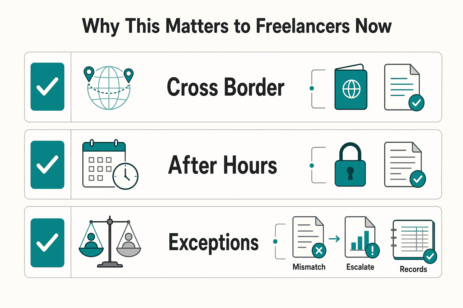 Diagram showing Why this matters to freelancers now for Right-to-Disconnect Rules for Freelancers in Cross-Border Contracts.