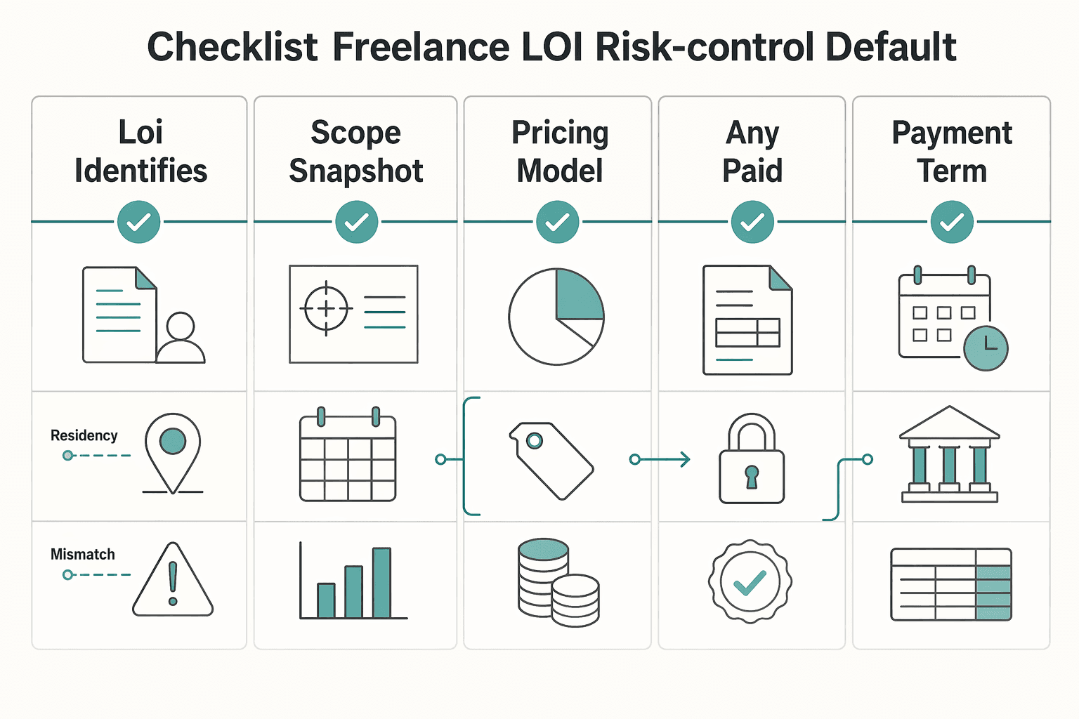 Diagram showing Checklist - Freelance LOI Risk-Control Default for How to Use a Letter of Intent (LOI) in a Freelance Engagement.