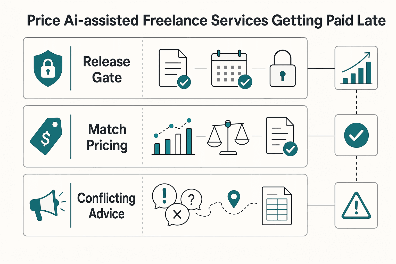 Diagram showing How to price AI-assisted freelance services without getting paid late for How to Price AI-Assisted Freelance Services.
