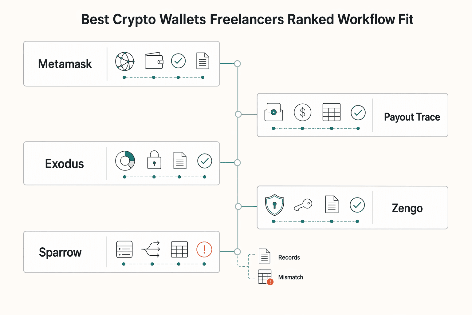 Diagram showing The best crypto wallets for freelancers (ranked by workflow fit, not hype) for The Best Crypto Wallets for Freelancers.