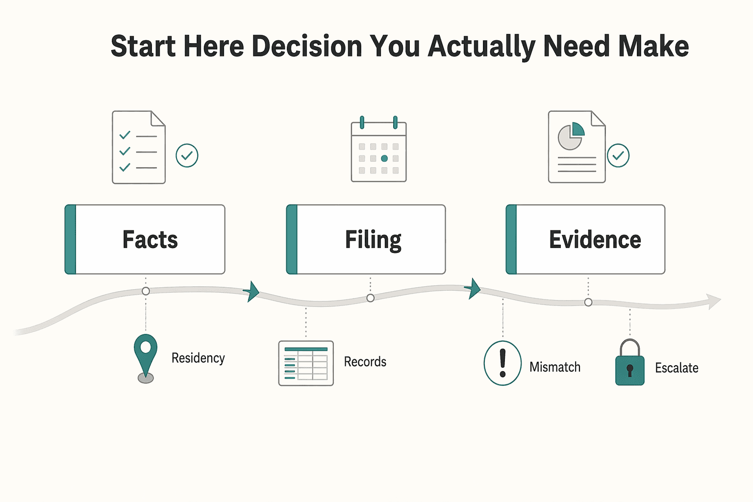 Diagram showing Start Here With the Decision You Actually Need to Make for Tax Residency in Ireland for Digital Nomads and Tech Contractors.