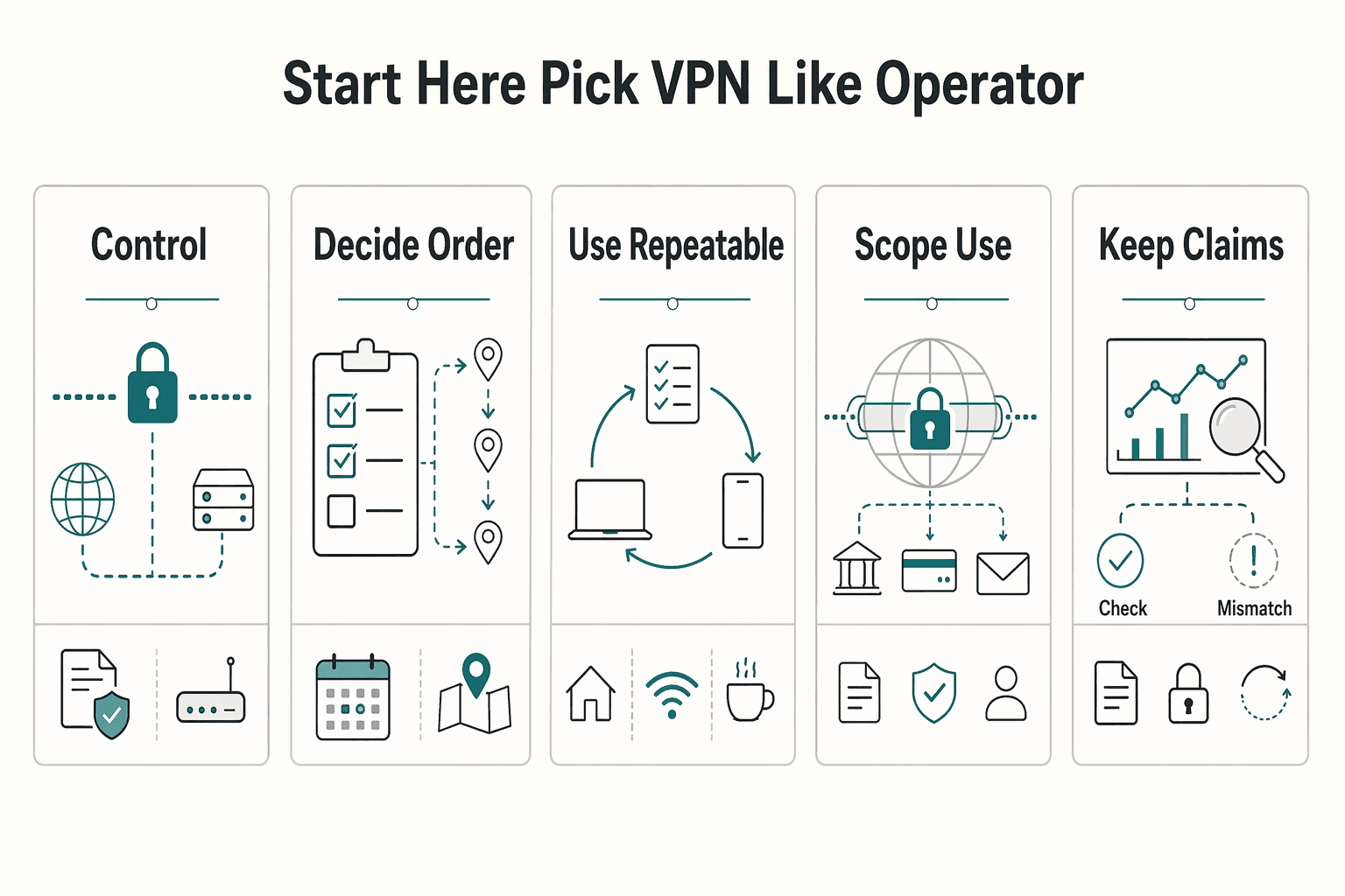 Diagram showing Start Here and Pick a VPN Like an Operator for The Best VPNs for Digital Nomads.
