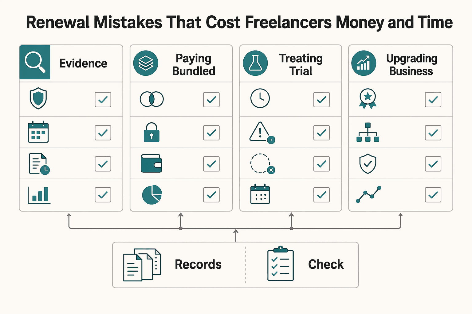 Diagram showing Renewal Mistakes That Cost Freelancers Money and Time for The Best Antivirus and Malware Protection for Freelancers.